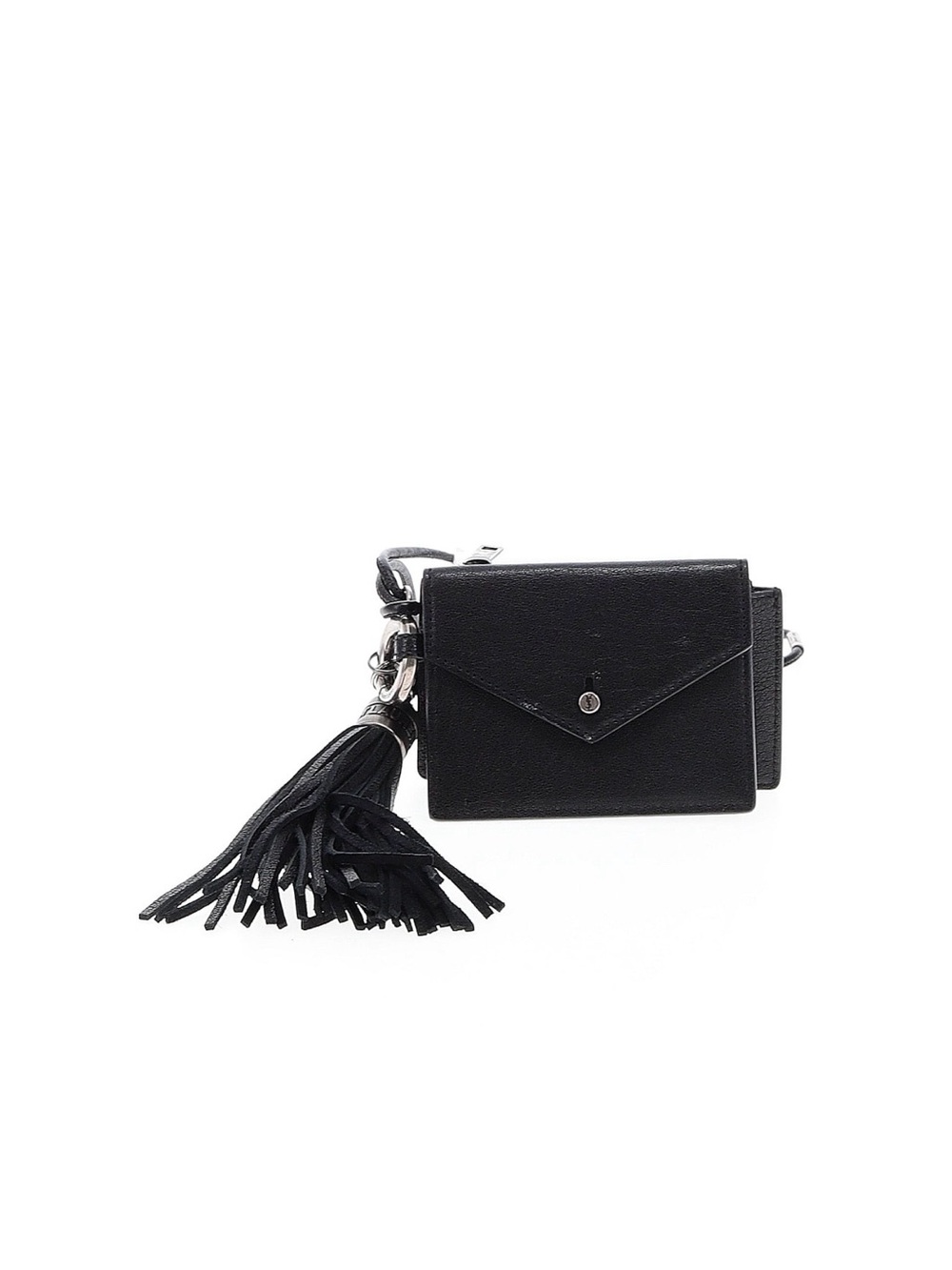 Saint Laurent YSL Black Leather Multi Pouch Card Holder Tassel Keychain Set